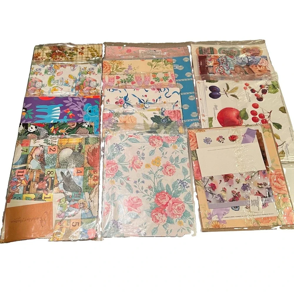 Current Inc Vtg 80s 90s Gift Wrap Lot 15 Packs Cards Bows Ribbon Stickers